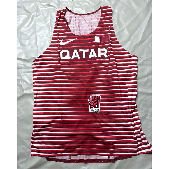 Nike men's size Large Pro Elite Qatar Track & Field Running Singlet CI8115-611 - Picture 1 of 8